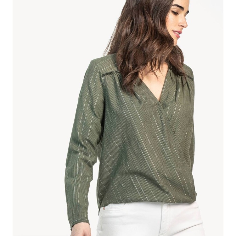NWT - Lilla P Crossfront Silver Sage Blouse - Picture 6 of 9